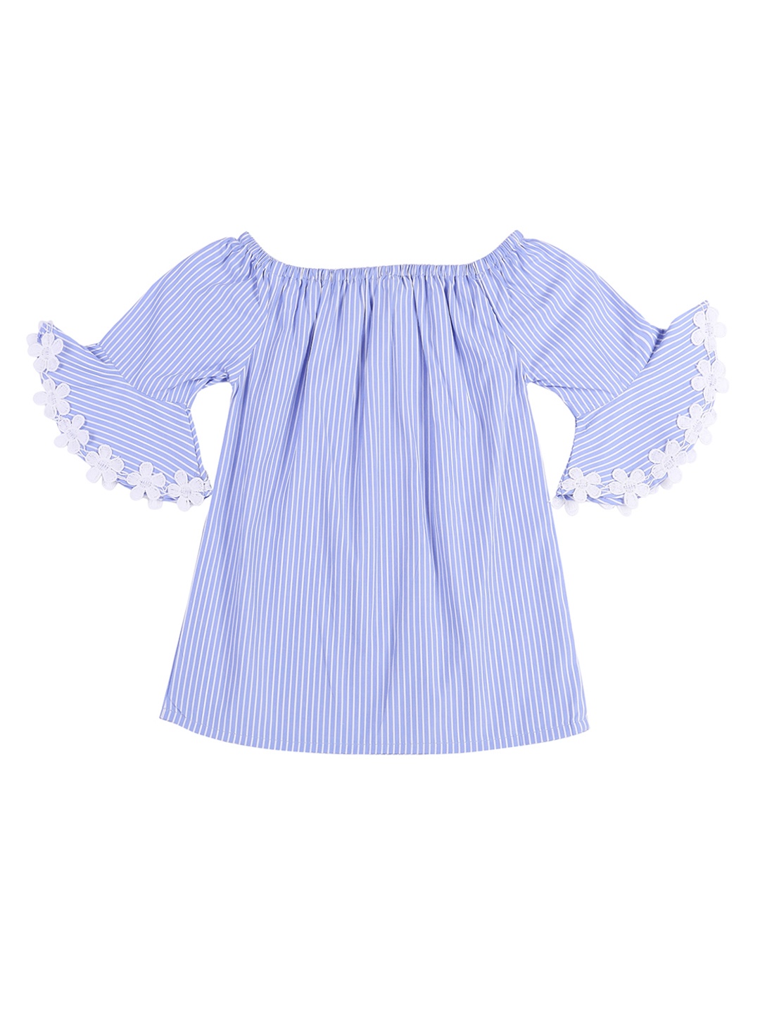 Style Quotient Girls Blue & White Striped A-Line Top