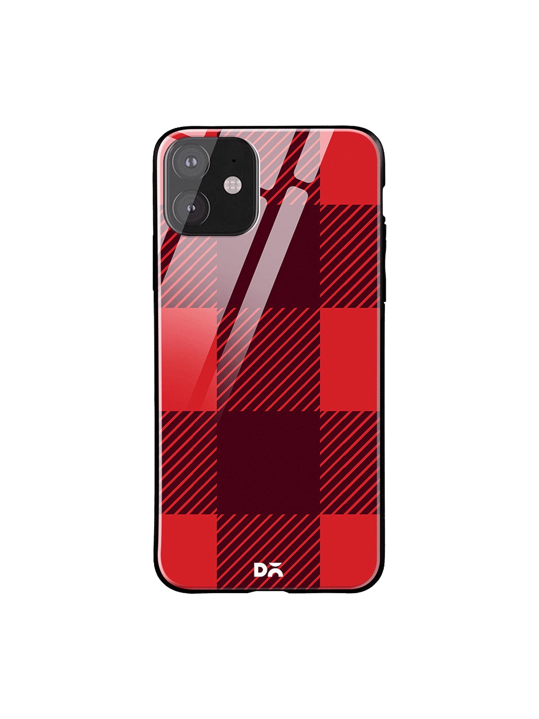 

DailyObjects Red & Burgundy Monochrome Checks iPhone 11 Glass Case