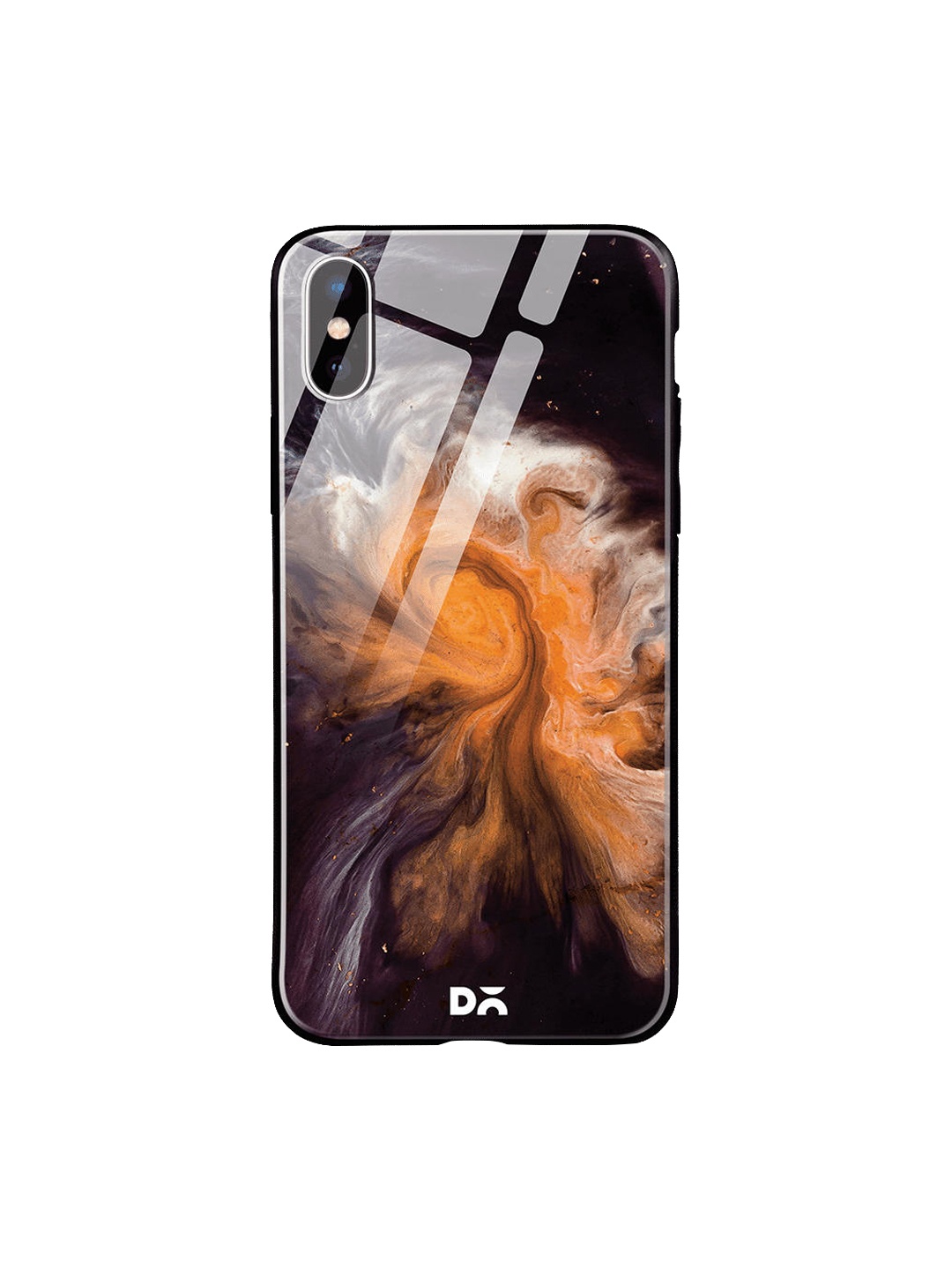 

DailyObjects Black & Orange Marble Galaxy iPhone X Glass Case