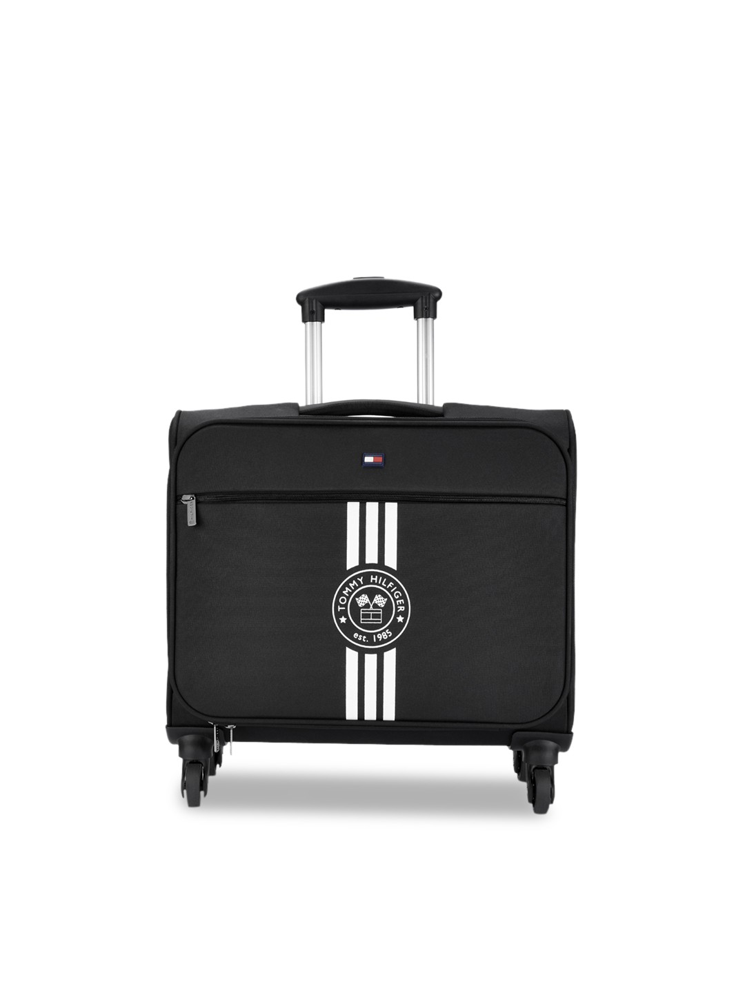 

Tommy Hilfiger Unisex Black Solid Soft-Sided Overnighter Trolley Suitcase
