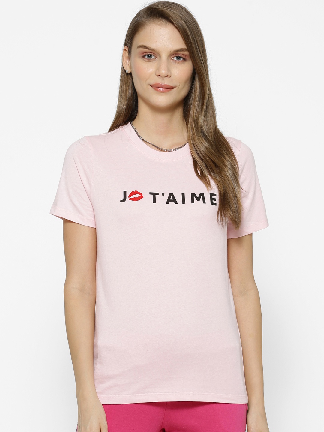 

FOREVER 21 Women Pink Printed Pure Cotton Top