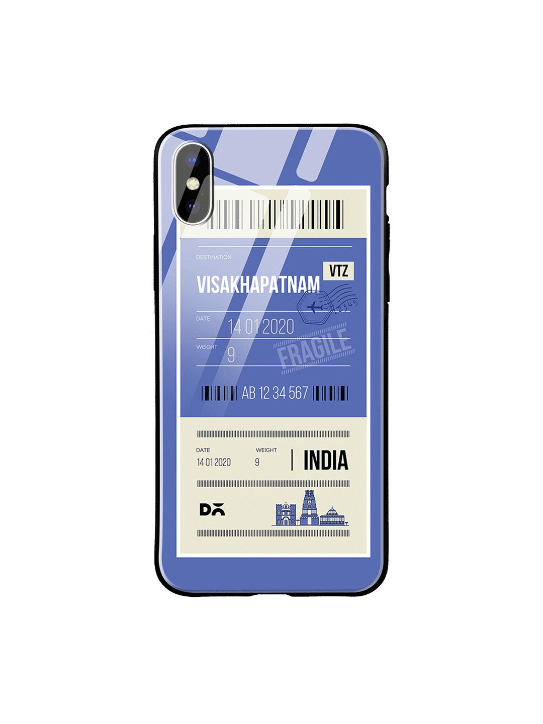 

DailyObjects Blue & Beige Visakhapatnam City Tag iPhone XS Glass Cover
