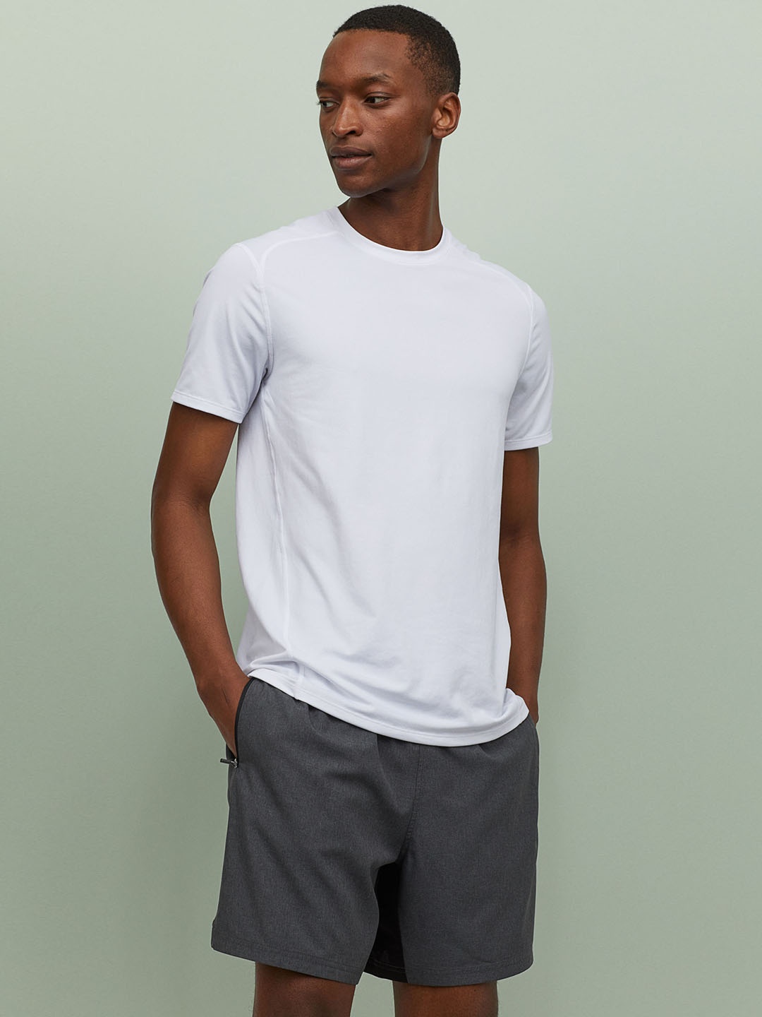 

H&M Men Grey Solid Running Shorts