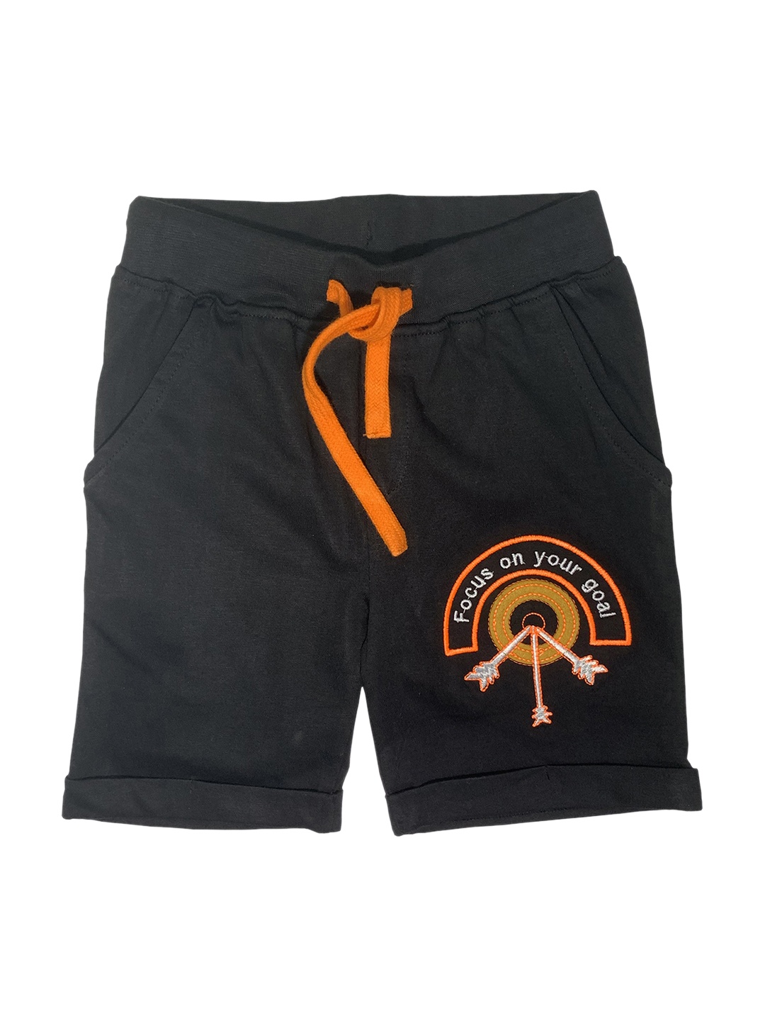 

KiddoPanti Boys Black Printed Regular Fit Shorts