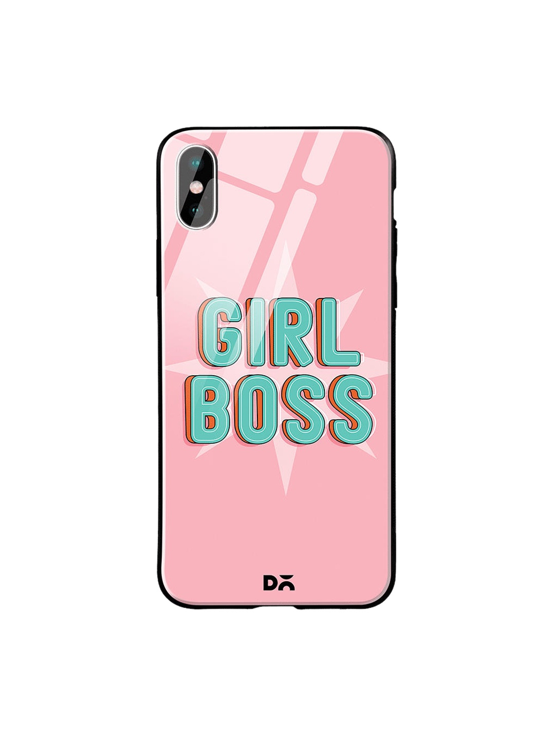 

DailyObjects Pink & Turquoise Blue Girl Boss Star iPhone X Glass Case