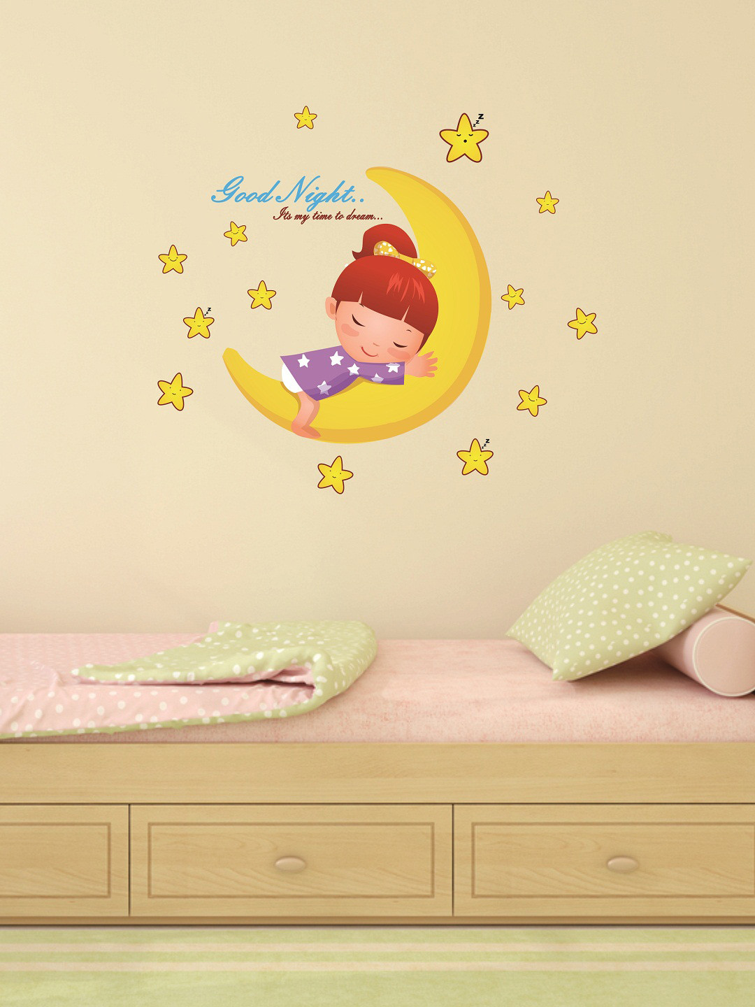 

WALLSTICK Yellow & Purple Good Night Large Vinyl Wall Sticker