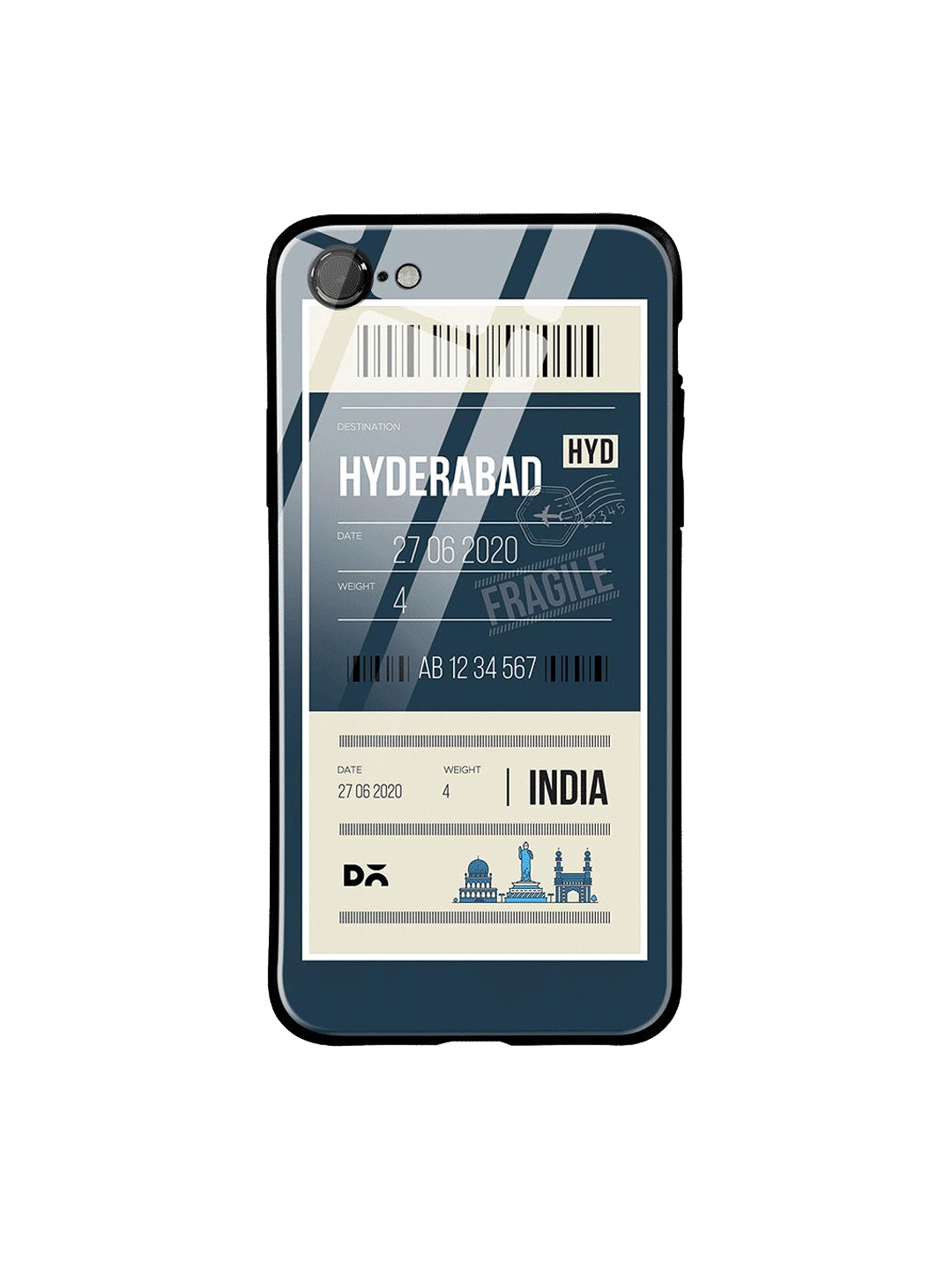 

DailyObjects Blue & White Hyderabad City Tag iPhone 8 Glass Case