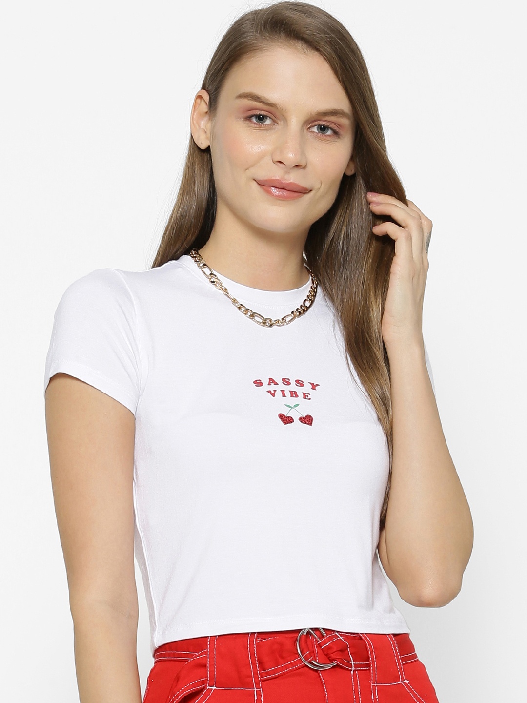 FOREVER 21 Women White Printed Top