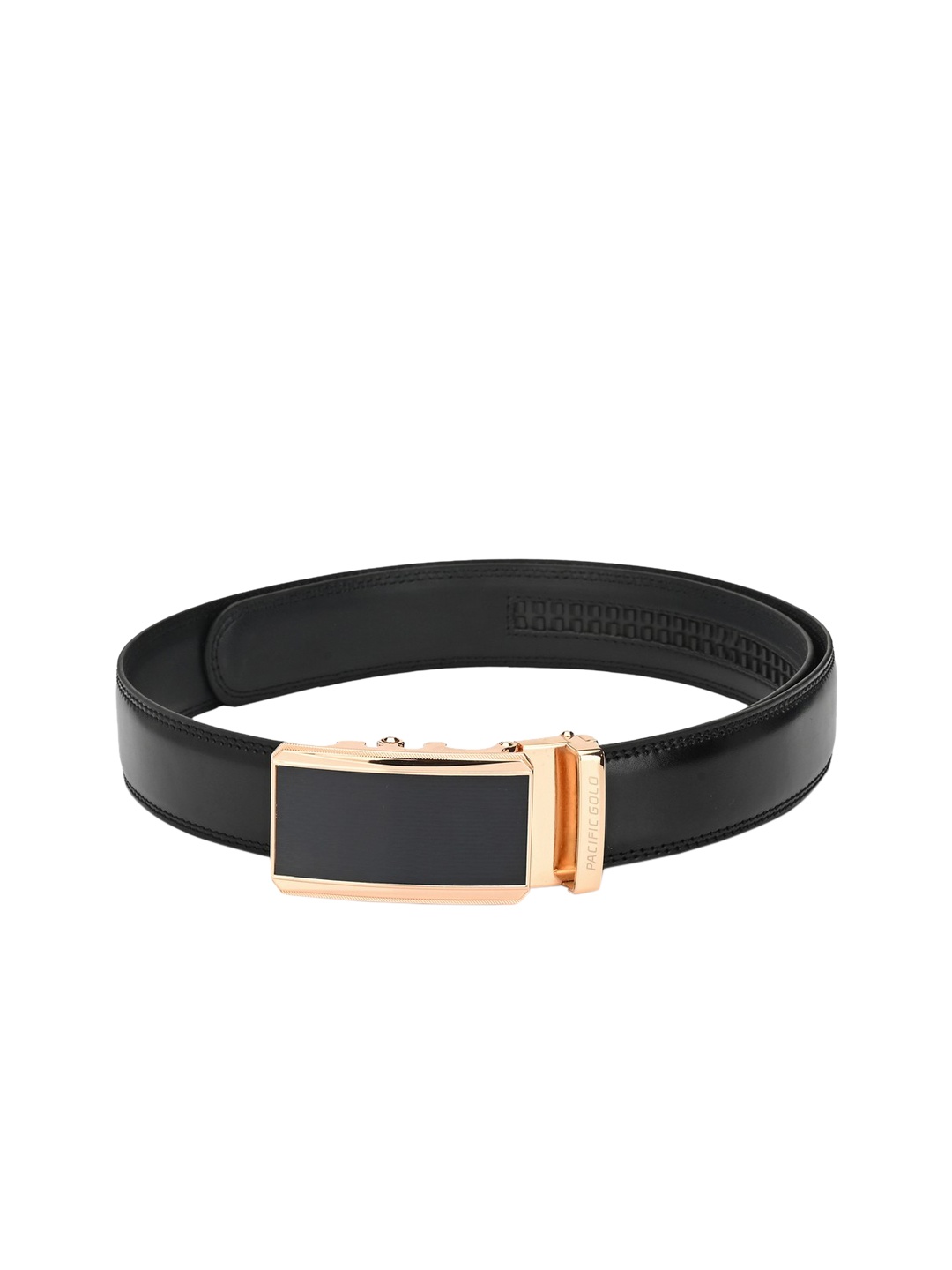 

Pacific Gold Men Black Solid Leather Belt