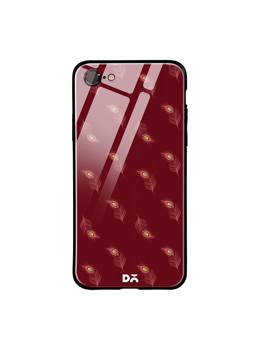 

DailyObjects Maroon Feathers iPhone 8 Glass Case