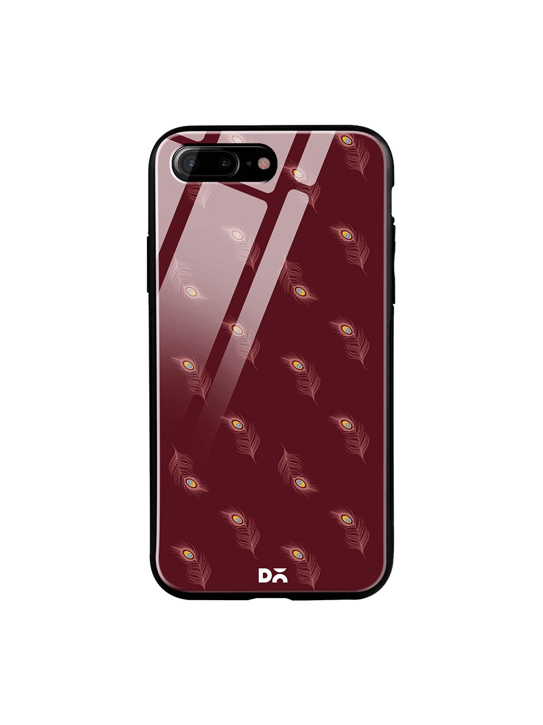 

DailyObjects Maroon Feathers iPhone 8 Plus Glass Case