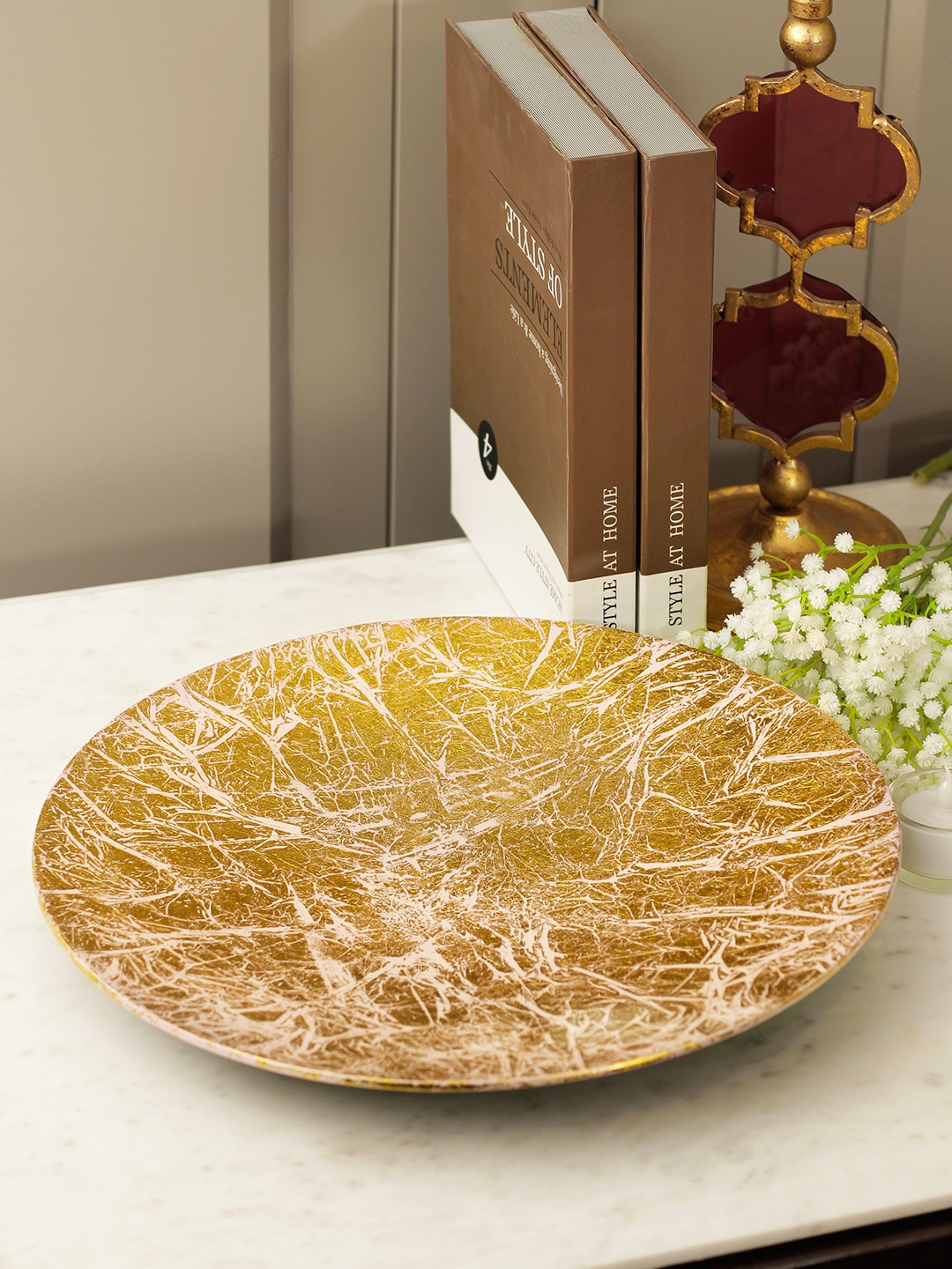 

HomeTown Gold-Toned & Off-White Groot Blush Bamboo Wall Accent Showpiece