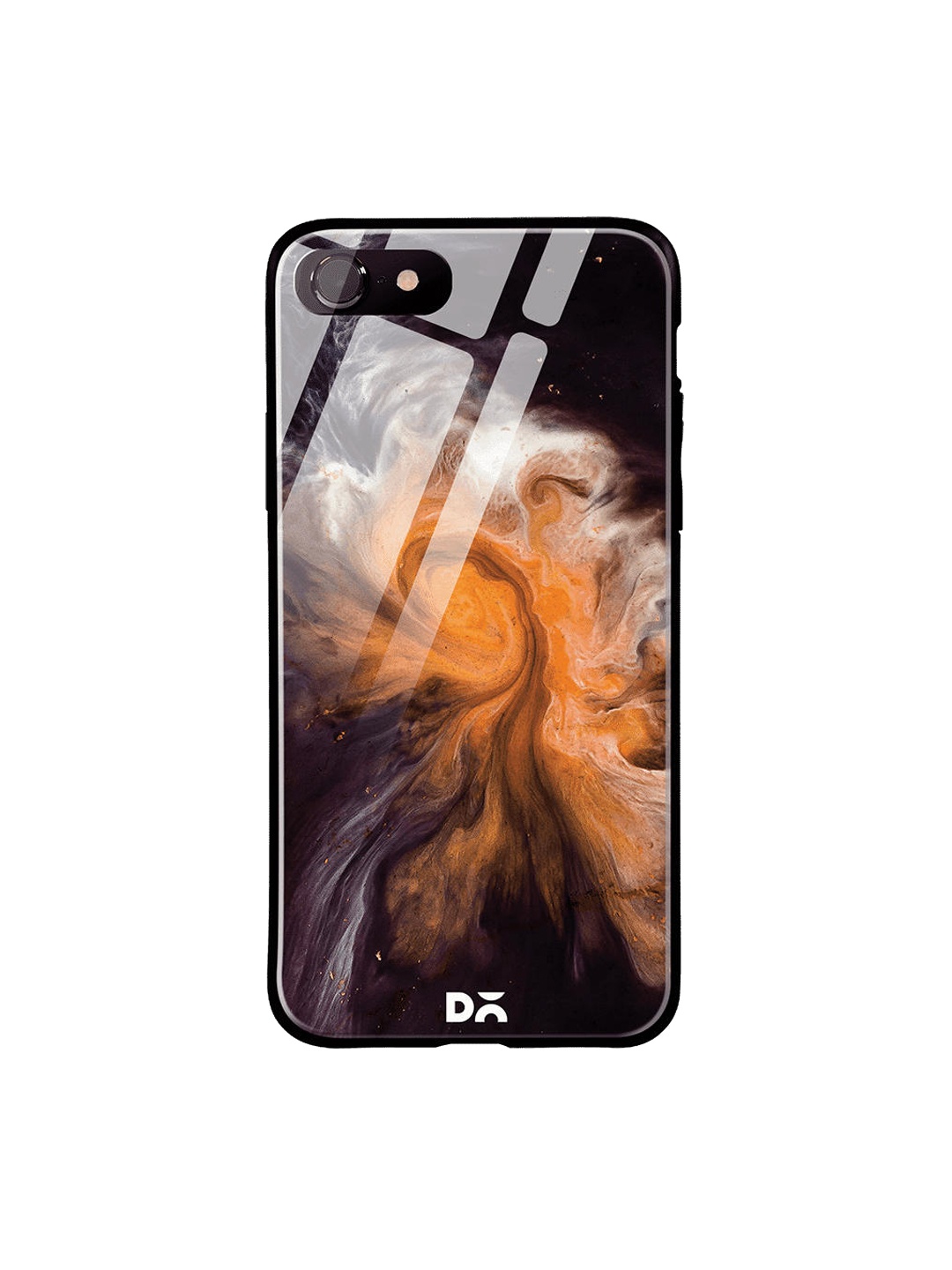 

DailyObjects Black & Orange Marble Galaxy iPhone 8 Glass Case