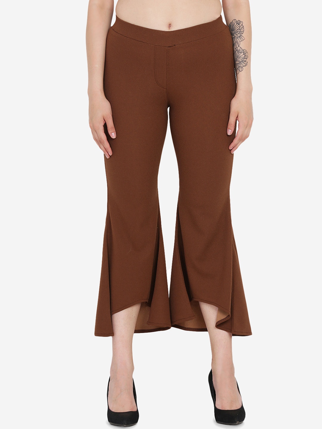 

Westwood Women Coffee Brown Loose Fit Solid Bootcut Trousers