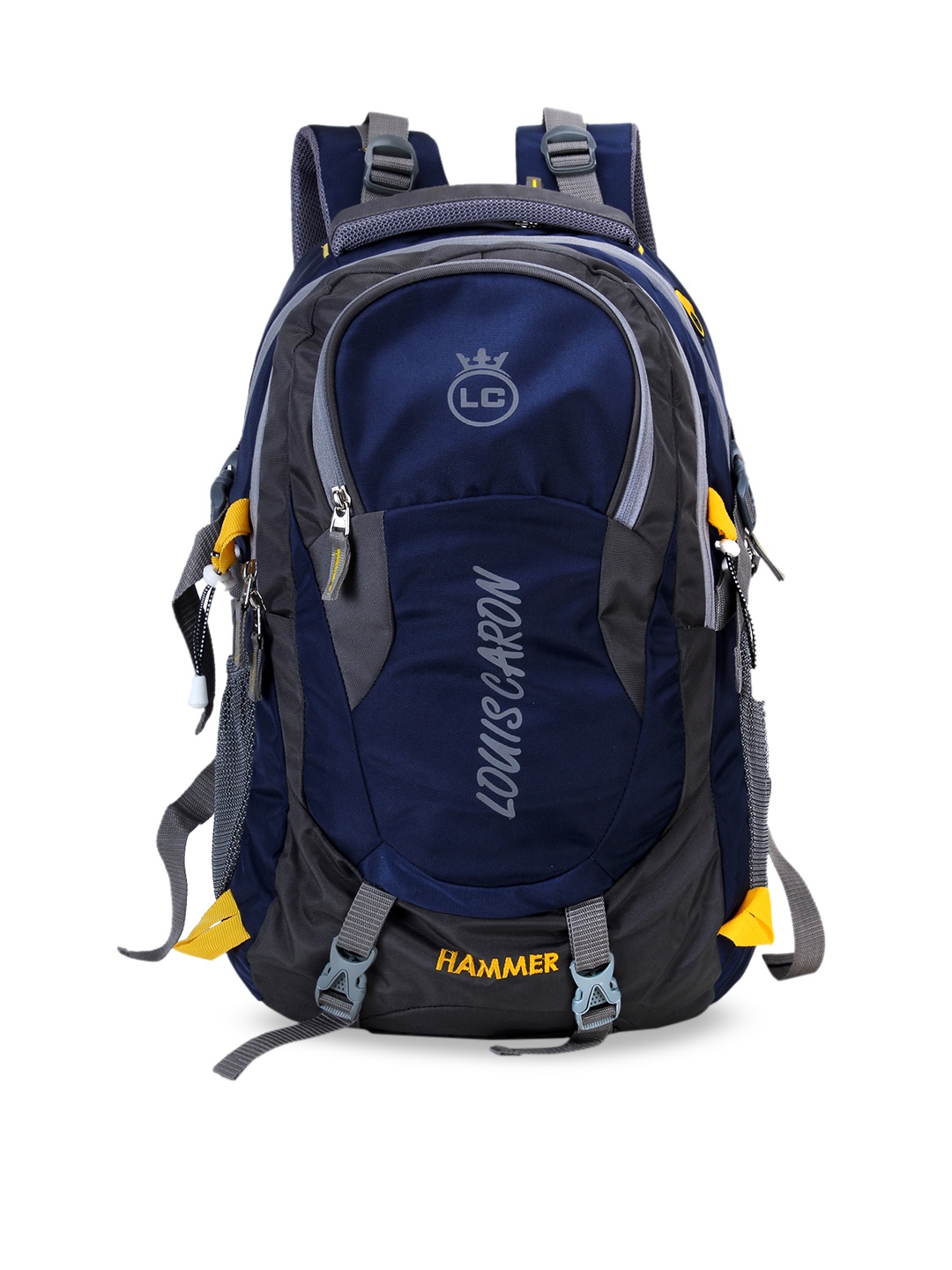 LOUIS CARON Unisex Blue & Grey Colourblocked Backpack