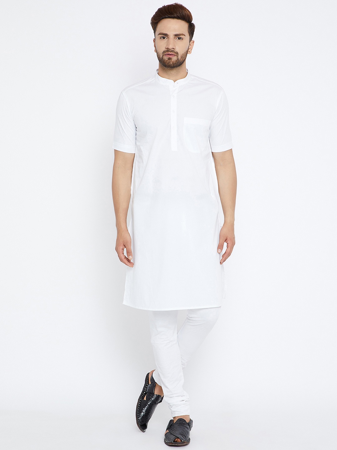 

even Men White Solid Pathani Kurta