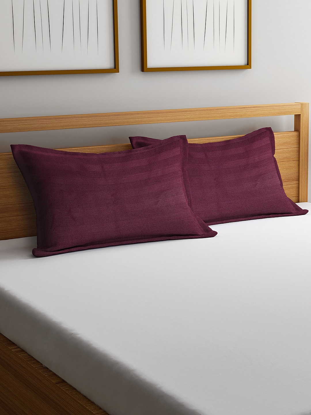 

HOSTA HOMES Set of 2 Burgundy Striped Pillow Covers