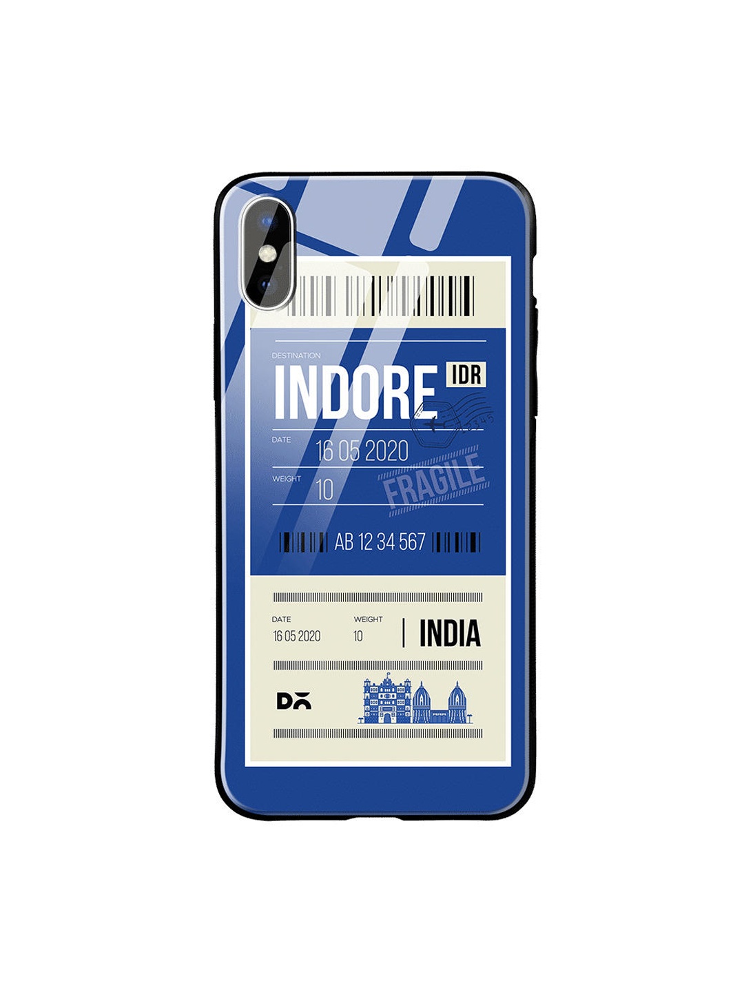 

DailyObjects Blue & Off-White Indore City Tag iPhone XS Glass Cover
