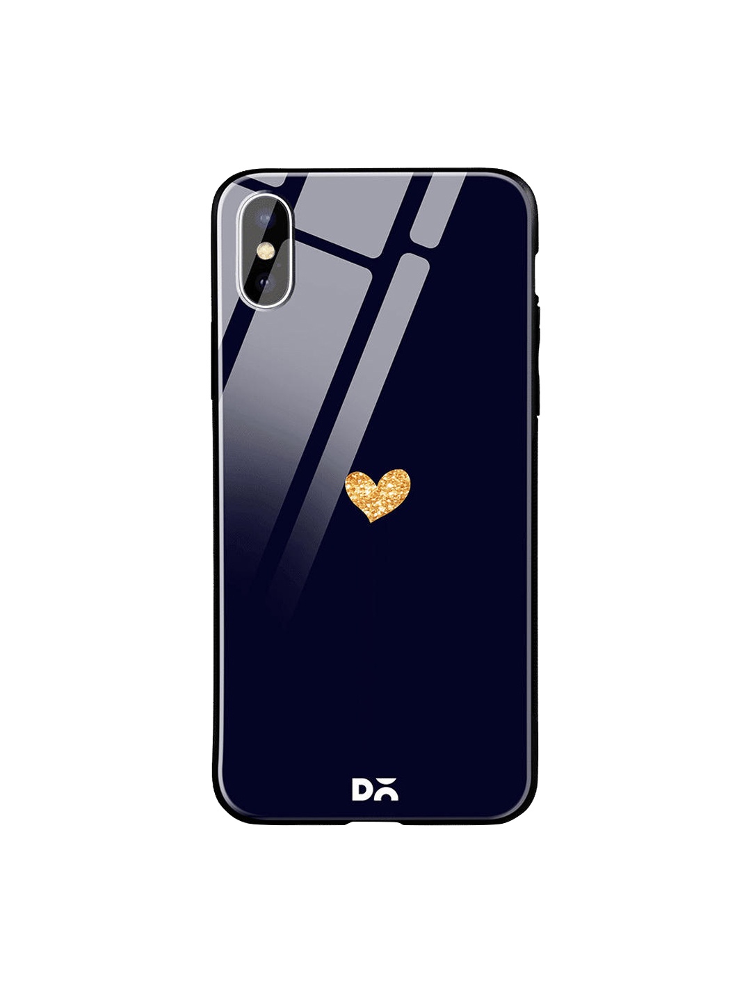 

DailyObjects Navy Blue & Beige Sparkle Heart iPhone X Glass Case
