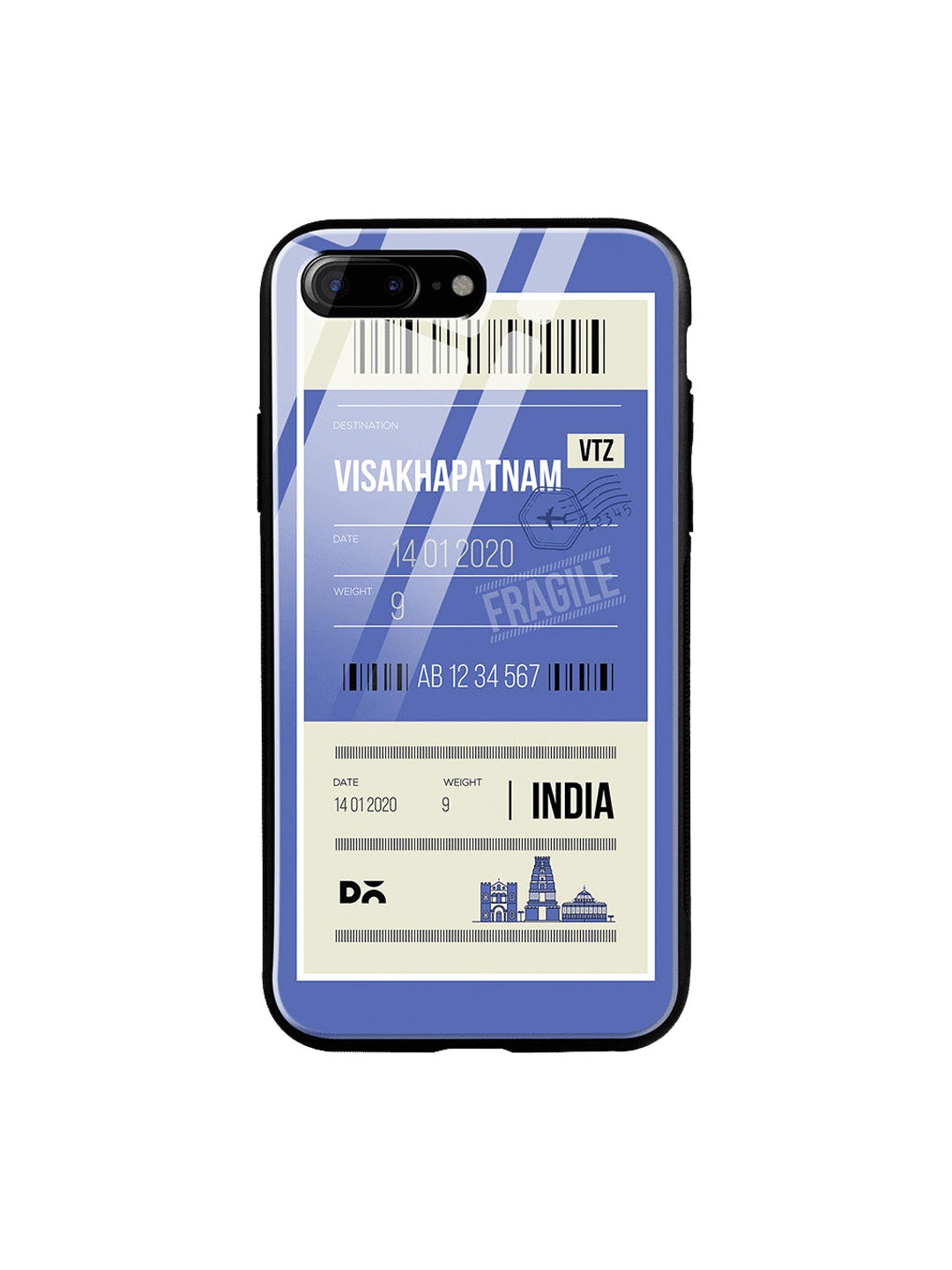 

DailyObjects Blue & White Visakhapatnam City Tag iPhone 8 Plus Glass Case