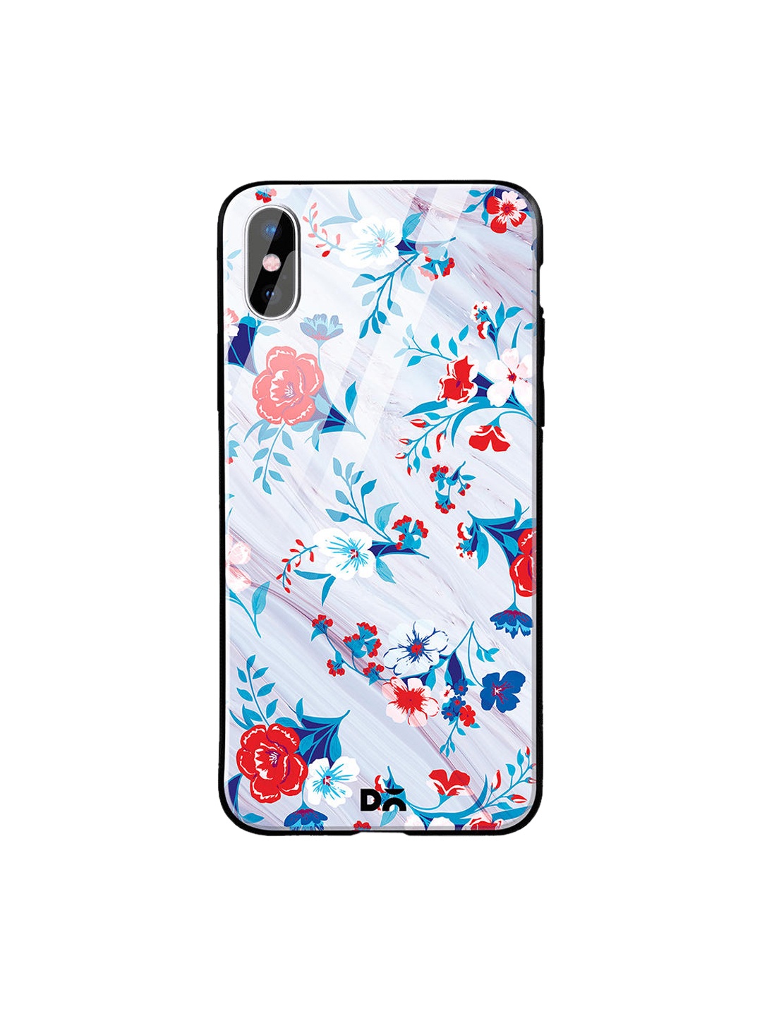 

DailyObjects Grey & Blue Marble Flowers iPhone X Glass Case