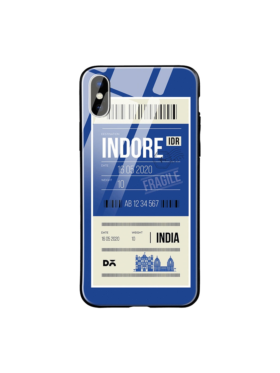 

DailyObjects Blue & White Indore City Tag iPhone X Glass Case