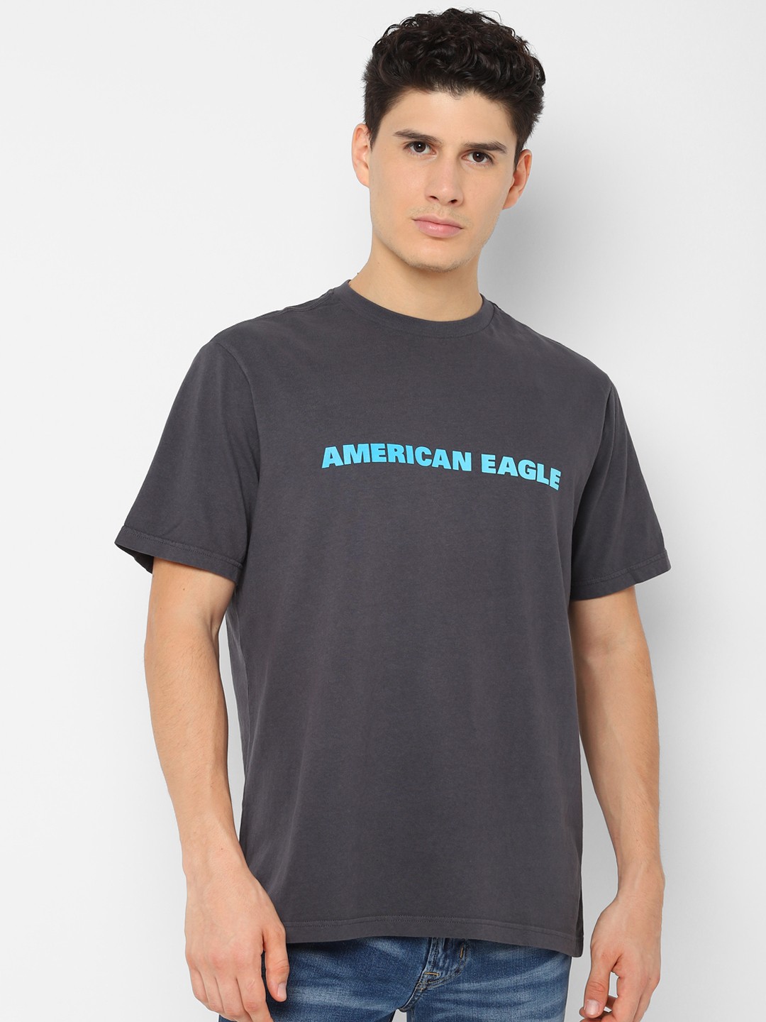 

AMERICAN EAGLE OUTFITTERS Men Black Printed Round Neck T-shirt