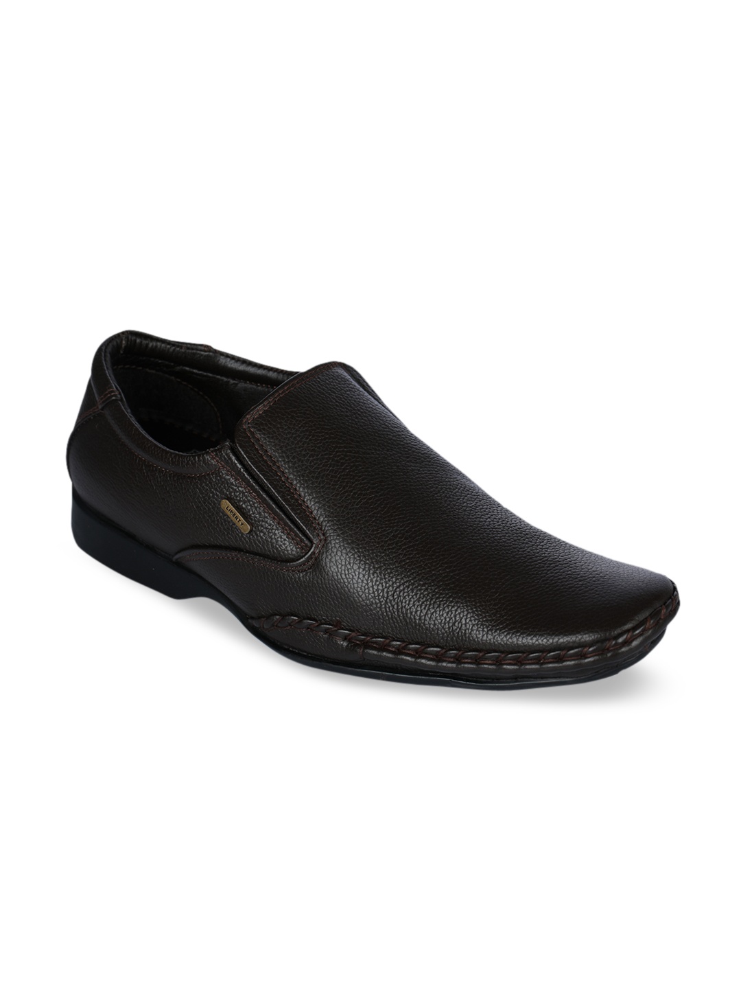 

Liberty Men Brown Solid Leather Formal Slip-Ons