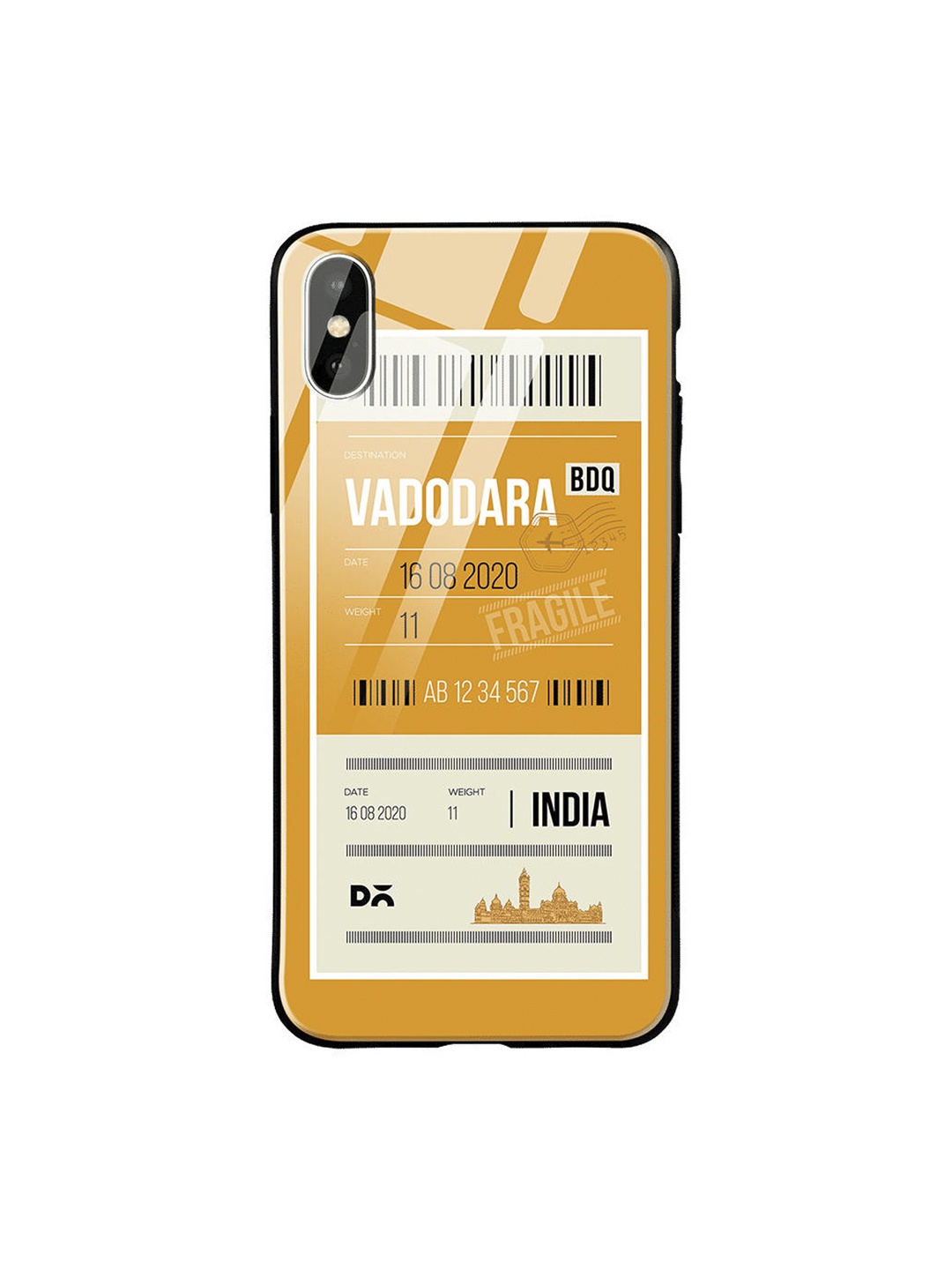 

DailyObjects Mustard Yellow & White Vadodara City Tag iPhone XS Max Glass Case