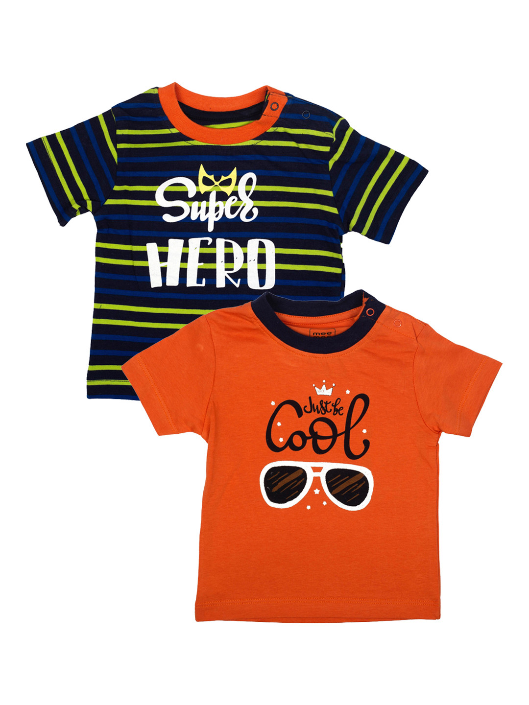 

MeeMee Boys Pack of 2 Printed Round Neck Pure Cotton T-shirts, Multi