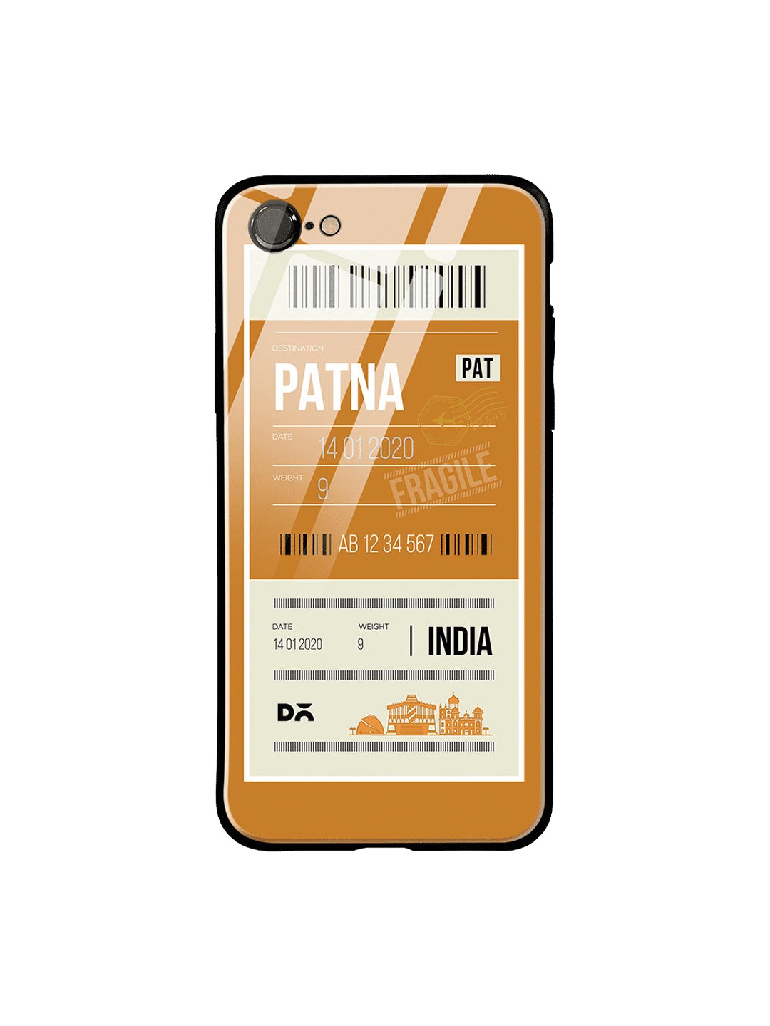 

DailyObjects Mustard Yellow & White Patna City Tag iPhone 8 Glass Case