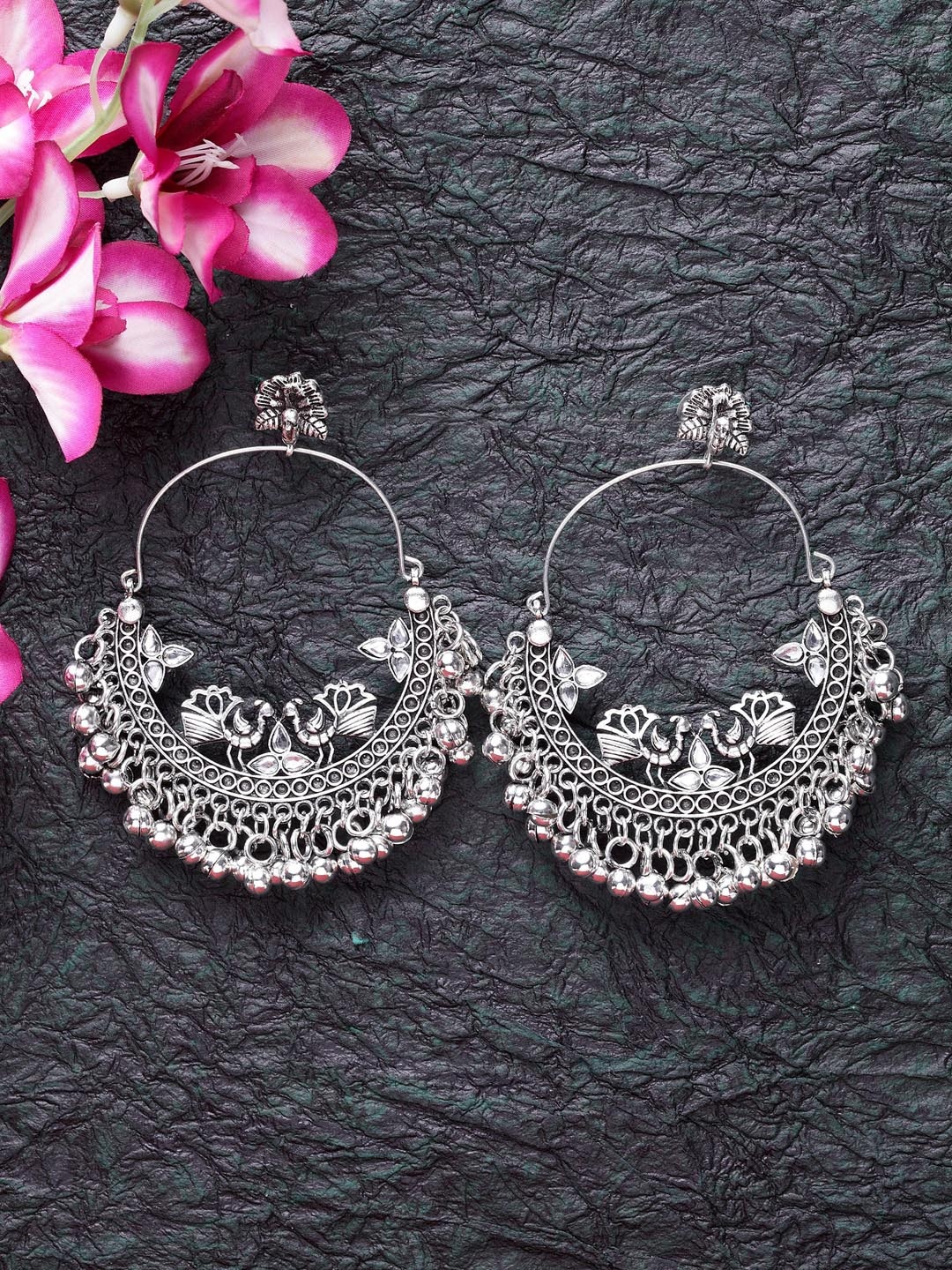 

Moedbuille German Silver & Brass-Plated Crescent Shaped Drop Earrings