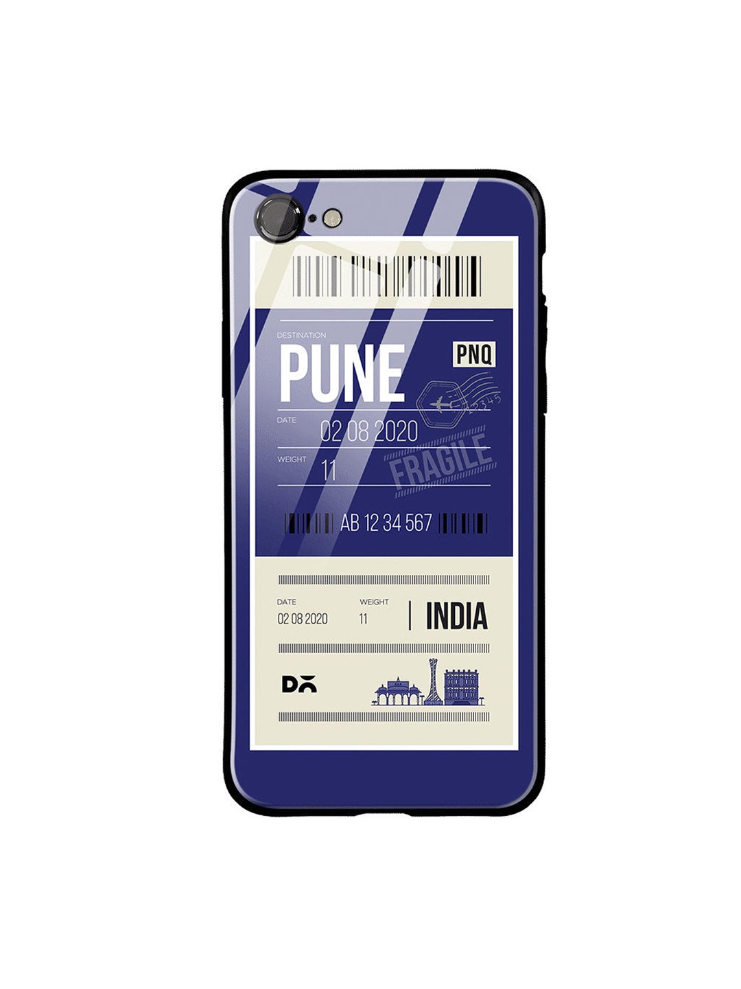 

DailyObjects Blue & White Pune City Tag iPhone 7 Glass Case