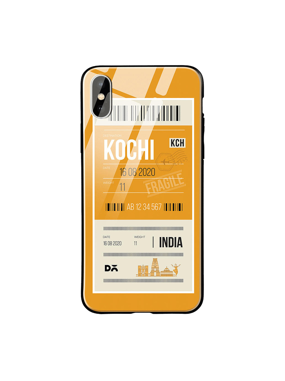 

DailyObjects Mustard Yellow & White Kochi City Tag iPhone X Glass Case