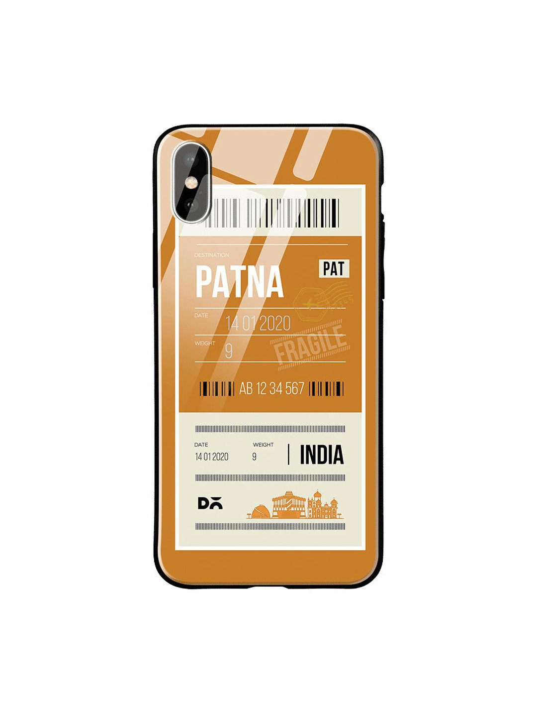 

DailyObjects Mustard Yellow & White Patna City Tag iPhone XS Glass Case
