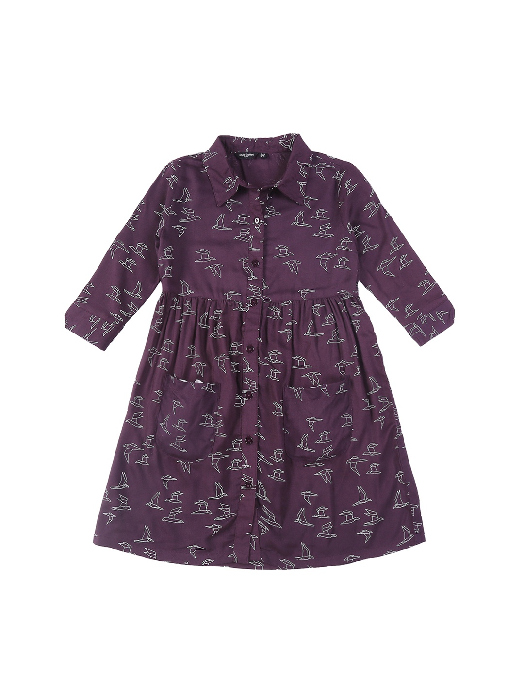 

Style Quotient Girls Purple Printed Fit and Flare Dress
