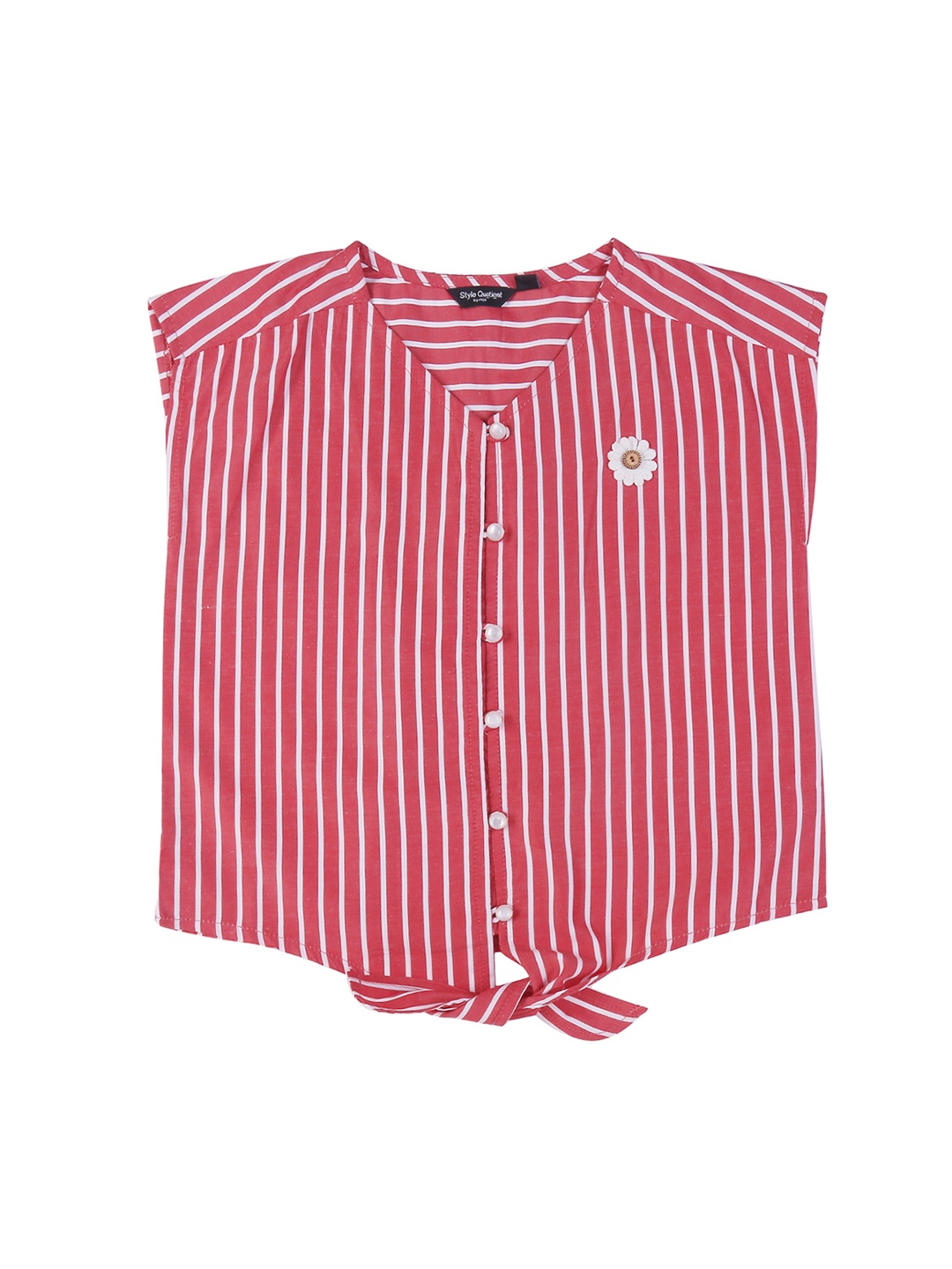 Style Quotient Girls Red & White Striped Shirt Style Top