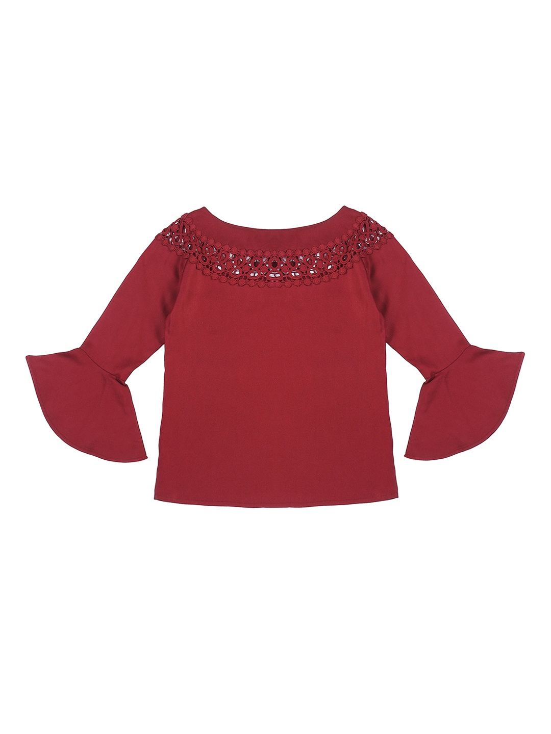 

Style Quotient Girls Maroon Self Design Top