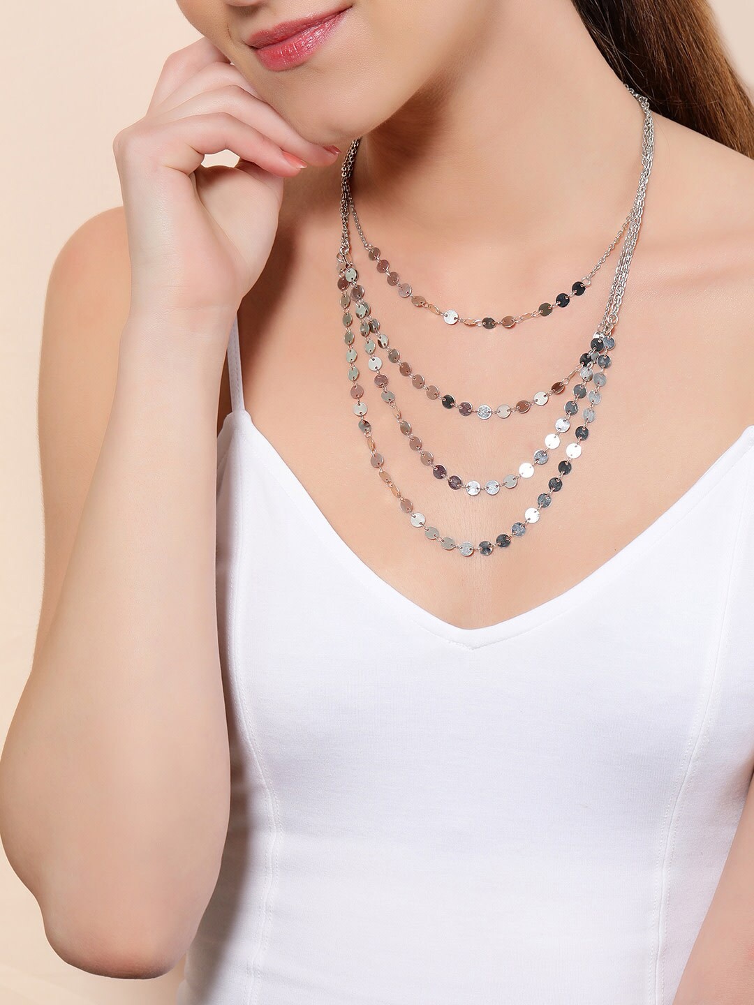 

Tokyo Talkies Silver-Plated Handcrafted Layered Statement Necklace