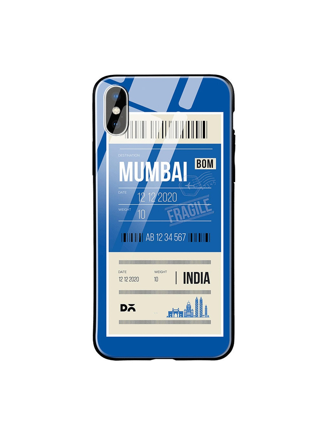 

DailyObjects Blue & White Mumbai City Tag iPhone XS Glass Case