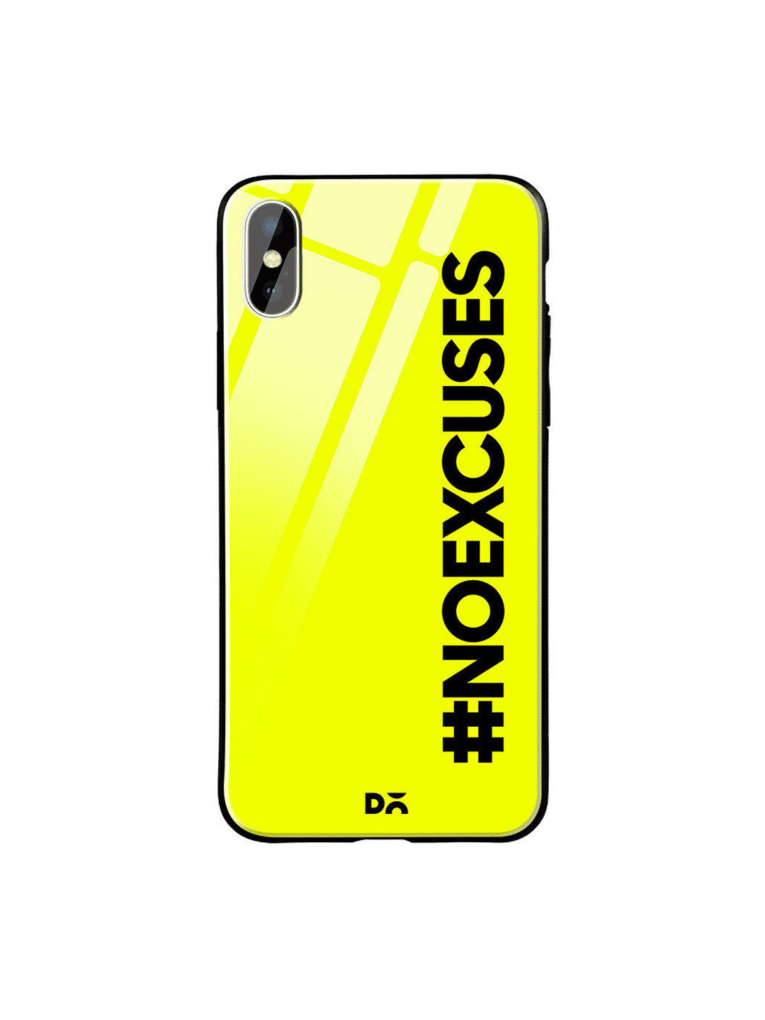 

DailyObjects Yellow & Black No Excuses iPhone XS Max Glass Case