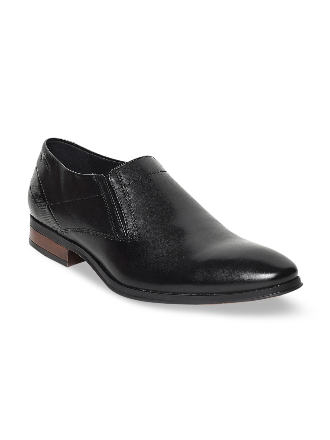 

GABICCI Men Black Solid Leather Donny Grain Formal Slip-Ons