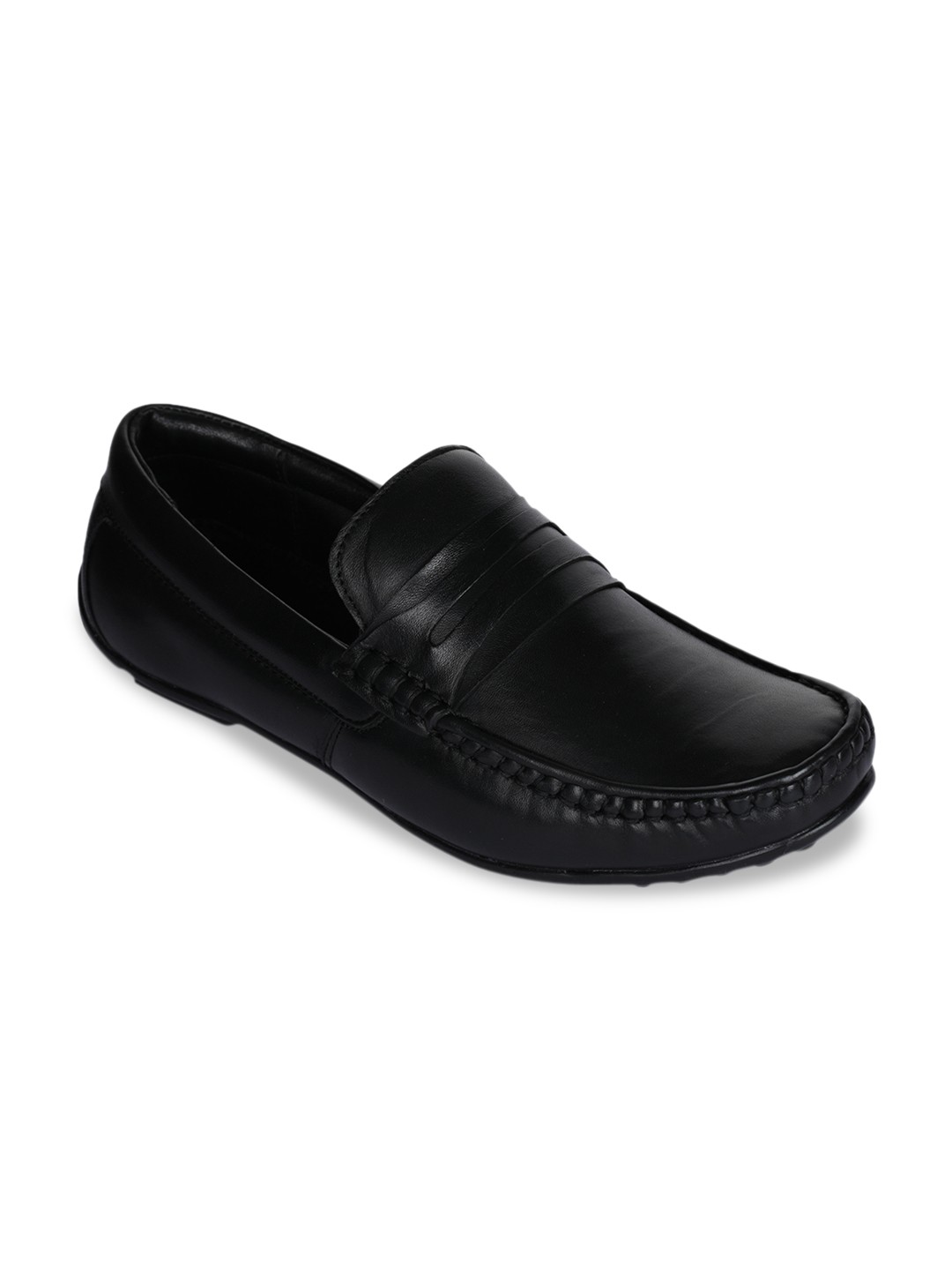 

Liberty Men Black Solid Leather Loafers