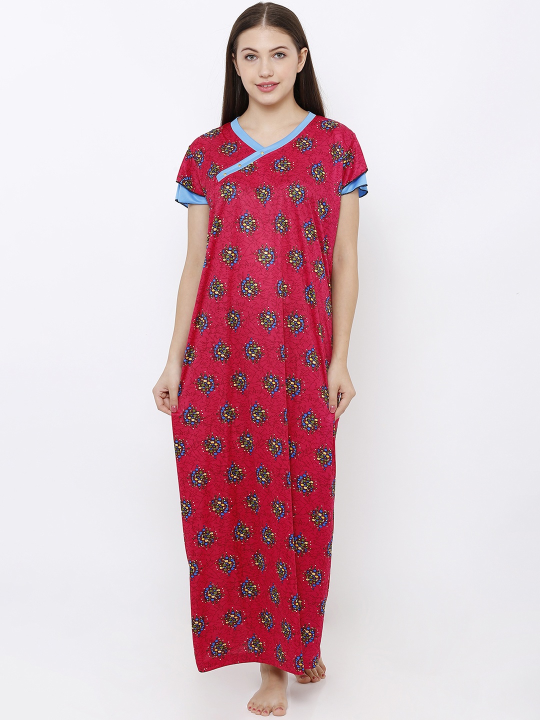 

Pretty Awesome Pink & Blue Printed Nightdress