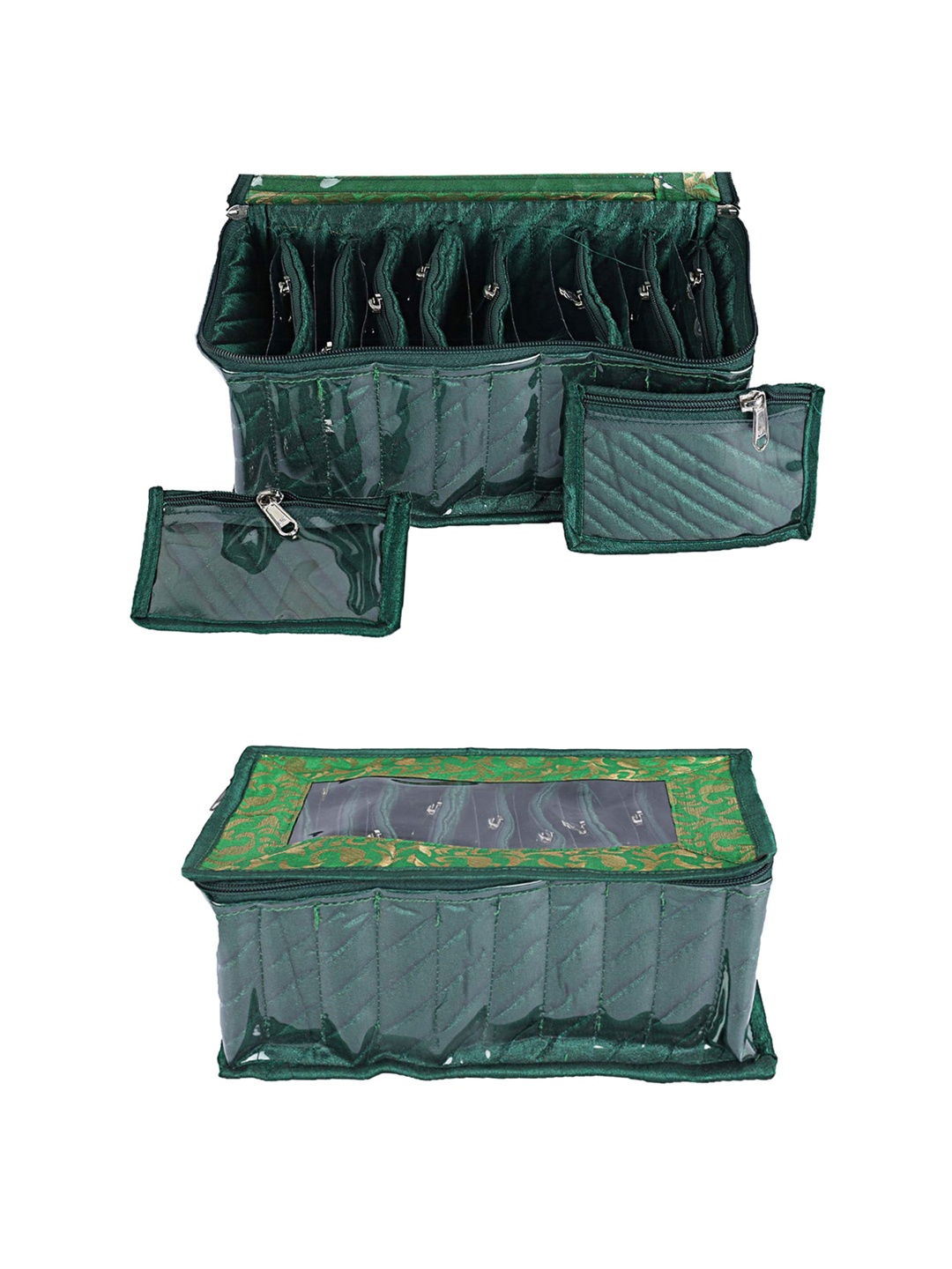 

Kuber Industries Green Solid 2 Pieces Jewellery Organizers With 10 Pouches