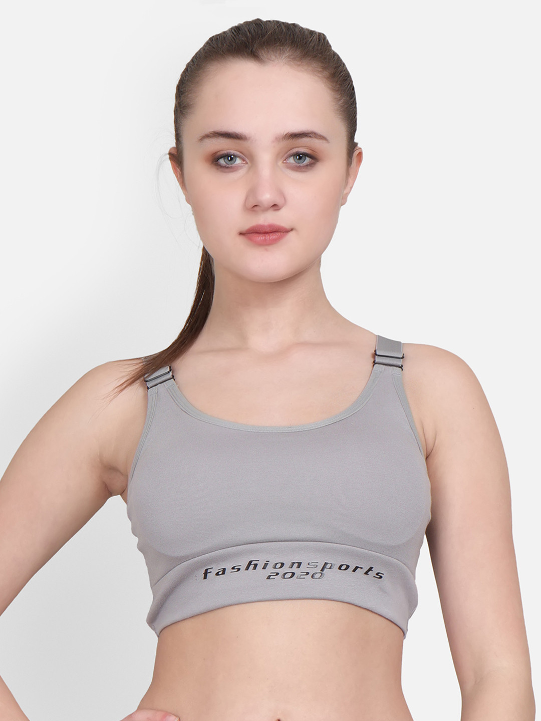

Lebami Grey Printed Non-Wired Lightly Padded Sports Bra 2020_L.Grey_30C