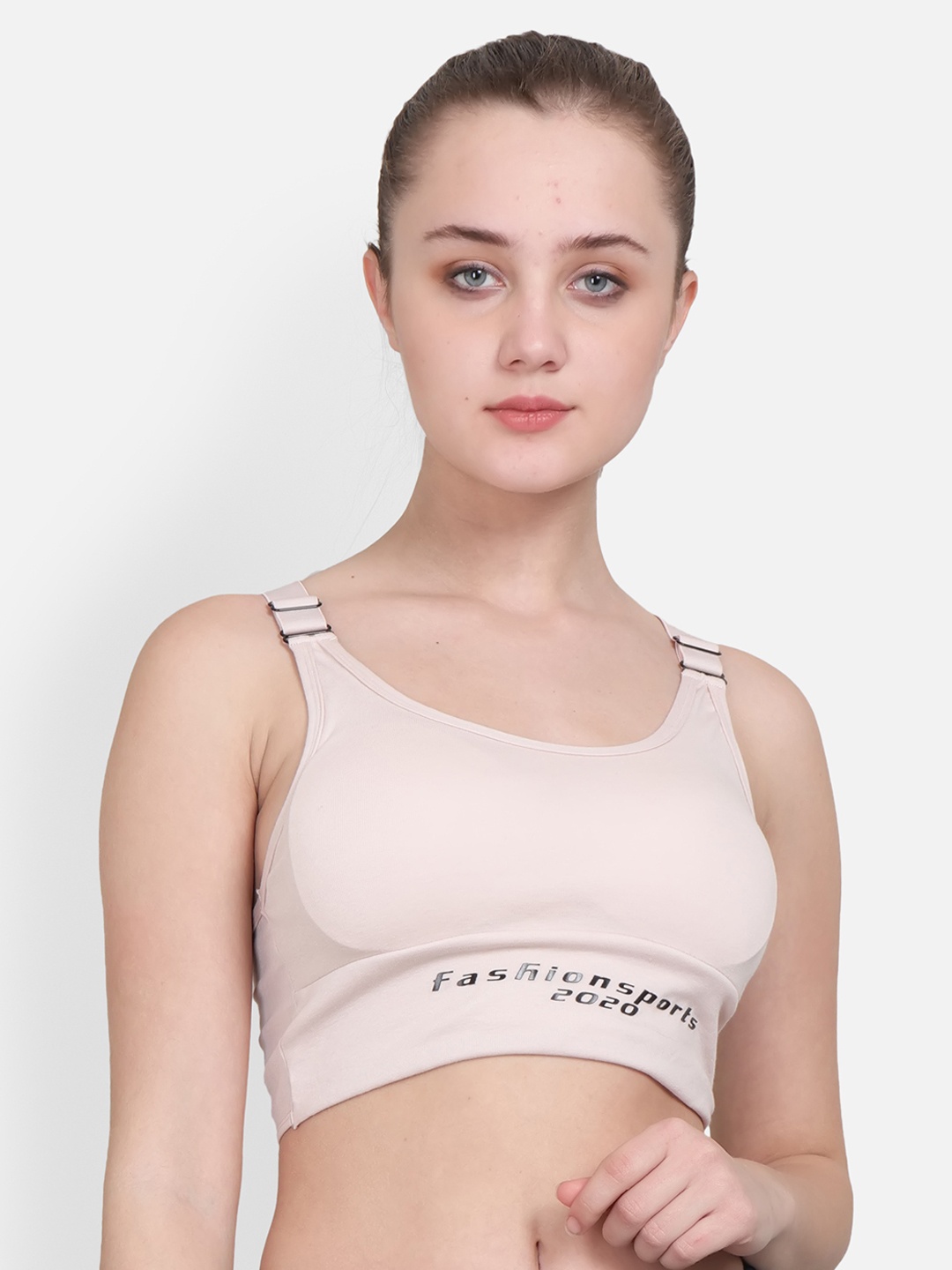 

Lebami Beige Solid Non-Wired Lightly Padded Sports Bra 2020_Skin_30C