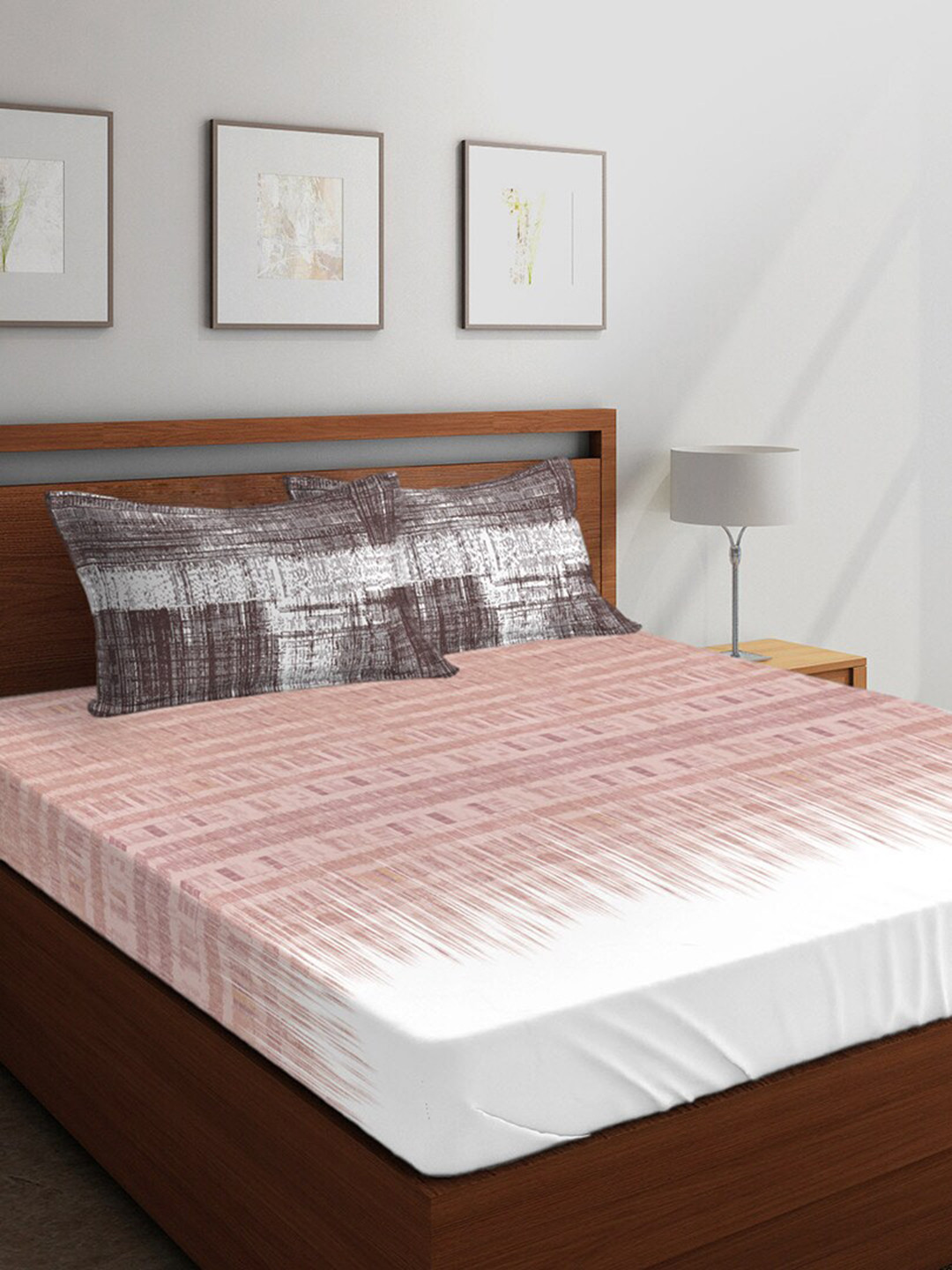 

Boutique Living India Brown & White Abstract 300 TC Cotton 1 King Bedsheet with 2 Pillow Covers