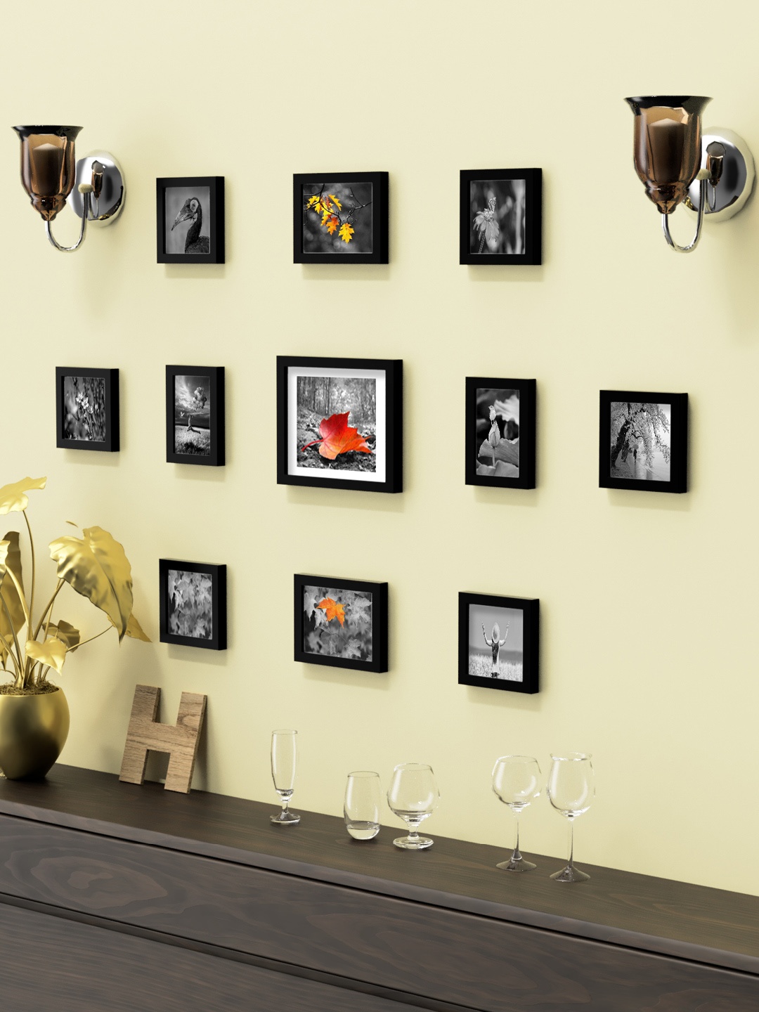 

Aura Set Of 11 Black Solid New Synthetic Collage Photo Frames