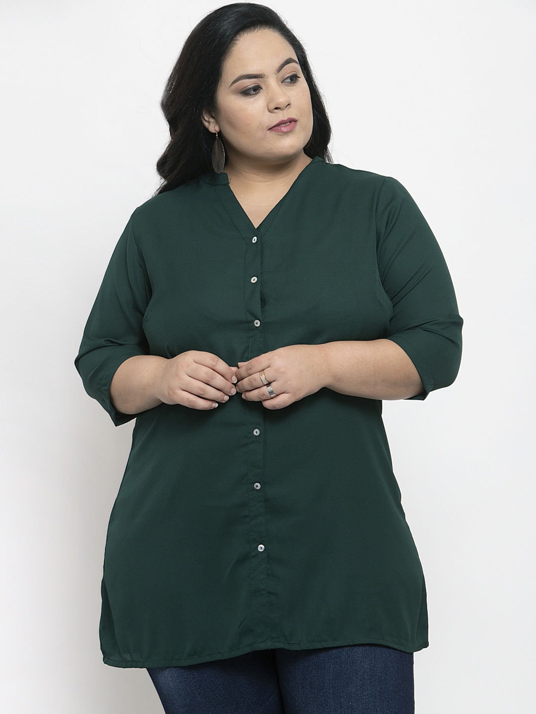 

plusS Women Green Solid Tunic